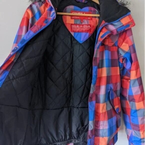 O'Neill waterproof checkered multicolored ski/snowboard jacket - Picture 6 of 7